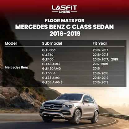 LASFIT Floor Mats for Mercedes Benz GLE 2019 2018 2017 2016 350/400 / 43 AMG / 450 AMG / 550e / 63 AMG / 63 AMG S, Custom Fit All Weather TPE Car Liners for GLE Floor Liners, 1st & 2nd Row,Black - size: 1) For Benz GLE | 2016-2019 | 1st & 2nd Row