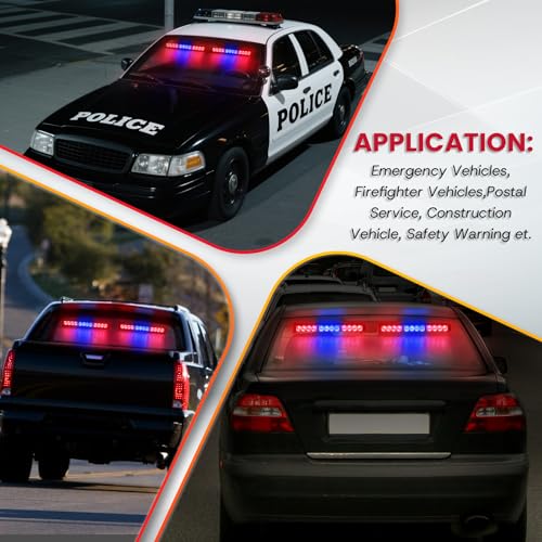 Red and Blue Emergency Police Lights For Vehicle LED Strobe Cop Light Bar For Directional Warning Vehicles Trucks 23 Flash Patterns 2pcs 12.8 inch Wireless Remote Control - color: Red Blue