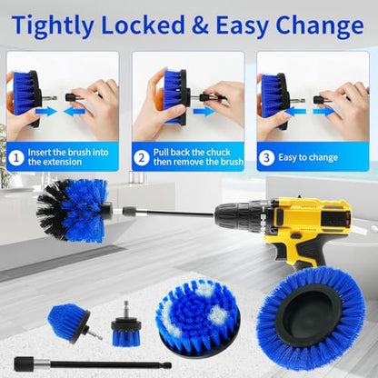 10 Pack Drill Brush Attachment Set, Drill Scrubber Brush Kit, Drill Cleaning Brush, Scrub Brush for Grout Floor Tub Shower Bathtub Tile Sink Toilet Bathroom Kitchen Car Blue - color: Blue