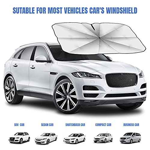 Sedan SUV Car Sun Shade for Windshield UV Rays and Heat Sun Visor Protector, Foldable Windshield Sun Shade Umbrella,Keep Car Cool,Easy to Use/Store,57''x 30'' - size: 57*30 inches