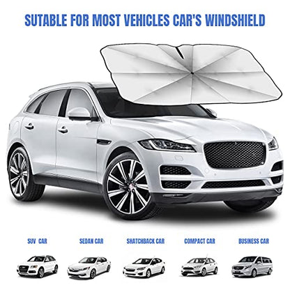 Sedan SUV Car Sun Shade for Windshield UV Rays and Heat Sun Visor Protector, Foldable Windshield Sun Shade Umbrella,Keep Car Cool,Easy to Use/Store,57''x 30'' - size: 57*30 inches
