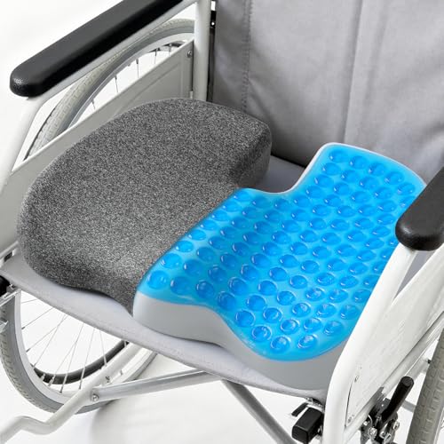 Medisana Gel Wheelchair Cushions for Pain Relief，GC 150G Seat Cushion for Tailbone, Sciatica, Back & Hip Support, Ergonomic Office Chair Cushion for Office, Car Seat & Wheelchair (Grey-19×16"×2.8") - color: Grey, size: X-Large