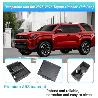 Center Console Organizer Compatible with 2025-2026 Toyota 4Runner (6th Gen) Interior Accessories, Cup Holder, Armrest Organizer Tray and Hidden Storage Box - size: Center Console Organizer 3PC