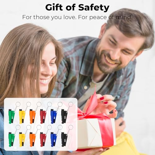 PIFOOG 12 Pcs Car Window Breaker Keychain Tool Seatbelt Cutter 3 in 1 Emergency Escape Tools Glass Breakers Seat Belt Cutters Whistle Mini Auto Safety Rescue me Breaking Kit 6 Colors - color: 12 Pcs