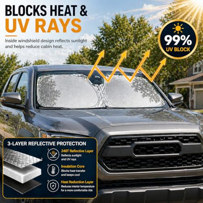 Tacoma Windshield Sun Shade, Sunshade Windshield Visor for Toyota Tacoma 1995-2025. - size: Toyota Tacoma