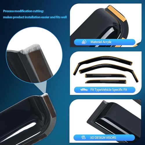 Nilight in Channel Rain Guards for Ram 1500 2009 2010 2011 2012 2013 2014 2015 2016 2017 2018 Crew Cab, 2019-2023 Ram 1500 Classic Body, Original Window Deflectors, Vent Window Visors-4PCS - size: Ram 1500 2009-2018 Crew Cab