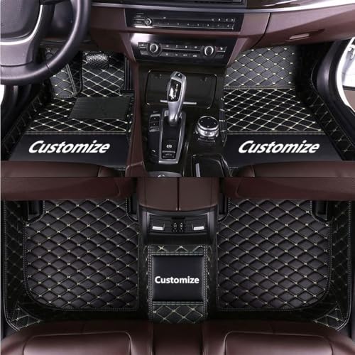 Custom Personalized Floor Mats for Cars，Luxury Full Coverage All Car Floor Mats，Anti-Slip Leather Car Mat Set ，Custom Floor Mats for 99% of Cars, Trucks & SUVs (Black Beige) - color: Black beige