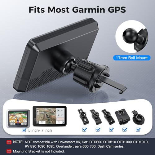 Garmin GPS Car Mount – Upgraded Metal Hook Air Vent Holder, 17mm Ball Air Vent Mount Compatible with Garmin Nuvi, Drive, DriveSmart, Dezl & Other 17mm Ball GPS Devices - style: 1-Pack
