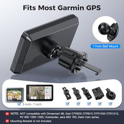 Garmin GPS Car Mount – Upgraded Metal Hook Air Vent Holder, 17mm Ball Air Vent Mount Compatible with Garmin Nuvi, Drive, DriveSmart, Dezl & Other 17mm Ball GPS Devices - style: 1-Pack