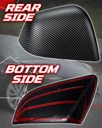 Side Mirror Caps Cover Compatible with Tesla Model Y 2021 2022 2023 2024 Matte Carbon Fiber Mirror Covers - color: Model Y Matte Carbon Fiber Mirror Covers