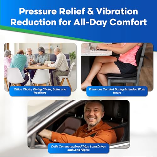 ERGO21 Original Seat Cushion with LiquiCell Technology – Tailbone, Sciatica, Hip & Lower Back Pain Relief – Car Seat Cushion, Office Chair, Truck, Travel, Home – 18"x17"x2" - size: 18W x 17 x 2