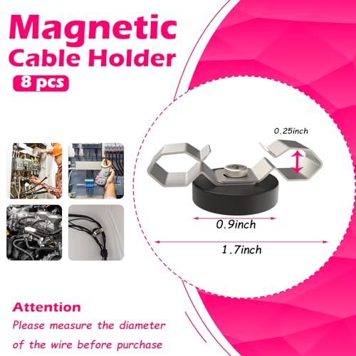 Heavy Duty Magnetic Cable Clips, Anti-Scratch Magnetic Cord Organizers, Anti-Slip Cable Clips Strong Magnet Cord Holder, Wire Holders for RV, Car, Garage, Office, Patio, Shelves 8 PCS - size: 22mm-4single+4doubble