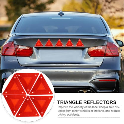 Alipis 10pcs Plastic Car Reflectors Triangle Warning Signs Vehicle Rear Marker Boards Truck Reflective Safety Triangles for Roadside Emergency