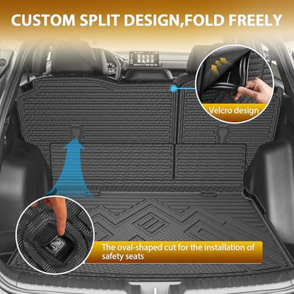 Powerty Floor Mats for 2023-2025 2026 Honda CRV (Gas Model Only) Car Mats, All Weather TPE Custom Upper & Lower Position Cargo Liner Seat Back Covers Protectors Full Set Car Accessories - size: 4)Honda CR-V Gas｜23-26｜Full Set