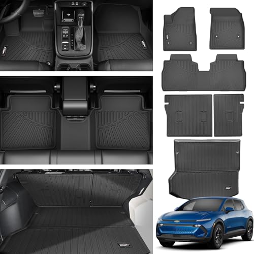 Floor Mats for 2025 Chevrolet Equinox EV Trunk Mat with Backrest Mat All Weather TPE Rubber Cargo Liner Back Seat Cover 3rd Row for 2025 Chevy Equinox EV Accessories - size: for 2025 2026 Chevrolet Equinox EV All Mats