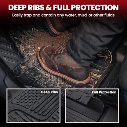 LASFIT Floor Mats for 2002-2008 Dodge Ram 1500 Quad Cab, 2003-2009 for 2500/3500 Bench Seating, Not Fit Have 4X4 Shifter, All Weather TPE Custom Fit Car Mats Floor Liners 1st & 2nd Row, Black - style: 2) 1500 | 2002-2008 |Quad Cab Floor Mats