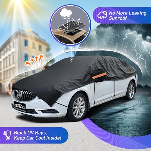 Half Car Cover SUV for Snow, Heavy Duty Roof Cover for All Weather Use, UV, Rain, Sun, Dust Protection Fits Compact/Medium SUV - size: SUV M