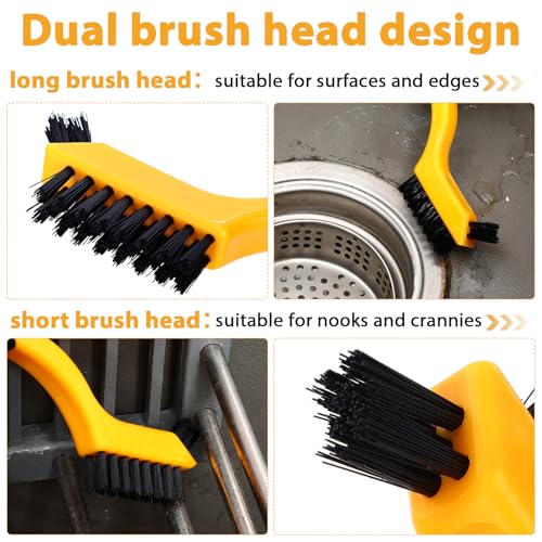 Reallnaive 50 Pcs Nylon Cleaning Brushes Bulk 7 Inch Yellow Nylon Brushes with Curved Handle Grip for Deep Cleaning Small Parts Rust Dirt Paint Scrubbing, Removal Surface in Hole - color: Yellow