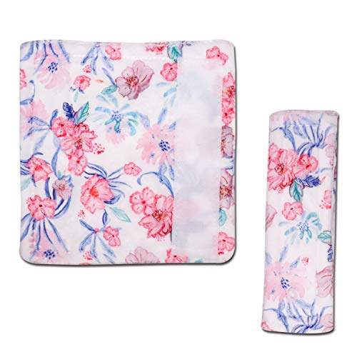 Baby Car Seat Belt Covers, Floral Stroller Seat Strap Covers, Car Seat Straps Shoulder Pads for Girls Boys, Mink Seat Belt Protectors for Car Seats/Pushchair, for Kids Newborn Infants Toddlers - color: Watercolor Flower