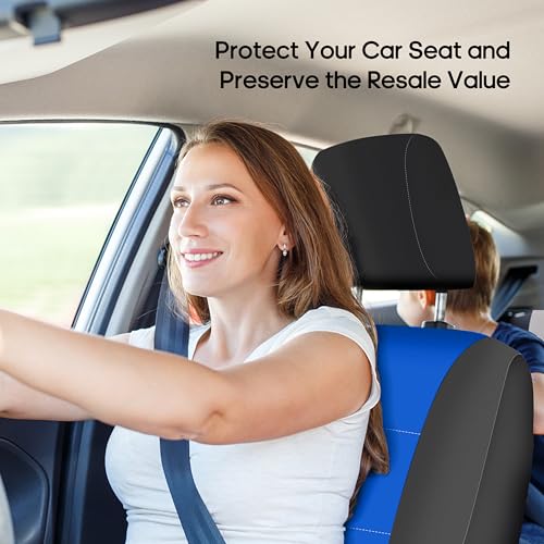 FH Group Waterproof Neoprene Car Seat Covers Full Set – Universal Fit Front & Split Bench Rear Seat Covers, Airbag Compatible Automotive Seat Protectors for Cars, SUVs & Vans, Blue - color: Blue, style: Full Set