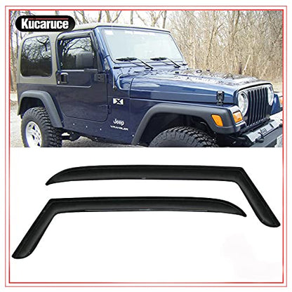 Original Side Window Visor Deflector Rain Guard fit for 1997-2006 Jeep TJ Wrangler,2pcs Outside Mount Tape-on Shatterproof Dark Smoke Window Shades 92054 - size: 1997-2006 Wrangler TJ Outside Mount