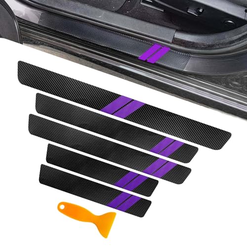 5PCS Car Door Sill Protector, Car Door Edge Guards, Carbon Fiber Auto Door Entry Edge Guard Sill Protection Sticker, Anti-Scratch Threshold Cover Strips for Most Vehicles (Purple, 5PCS) - color: Purple, size: 5PCS