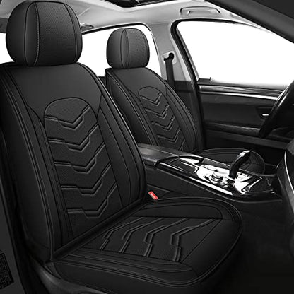 AOOG Leather Car Seat Covers Universal fit Most Sedans SUV Trucks (Front seat, Black) - color: BLACK, size: FRONT PAIR