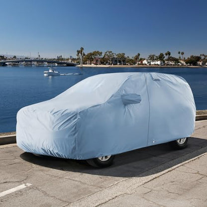 iCarCover 18-Layers Premium Universal Fit SUV Car Cover Waterproof All Weather Sun Rain Snow UV Protection Outdoor Indoor Full Exterior Covers for Automobiles Sedan Hatch Coupe Fit for 202-209 inch - size: 23. Fit Large Size SUV Length 202-209 inch