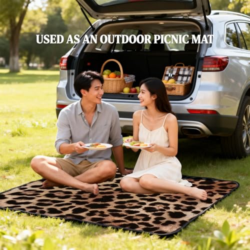 Universal Car Trunk Mat 29" x 39", Brown Leopard Print All Weather Durable Cargo Mat Protector for SUV, Truck, Van | Stylish Cargo Liner Cover Leopard Print Car Accessories - color: Brown Leopard Print