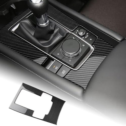 AIRSPEED Carbon Fiber for Mazda 3 Axela 2019-2025 Center Console Gear Shift Panel Cover Interior Trim Accessory, Manual Transmission, Black - color: Manual Transmission Gear Shift Panel