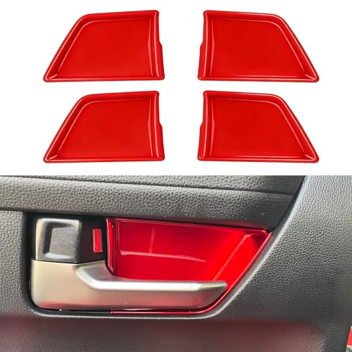 ABS Door Handle Inner Bowl Cover for Toyota Tacoma 2024 2025 2026 Interior Accessories for 4Runner 2025 2026 Center Console Decor Trim Frame (Dark Red, Inner Door Bowl Cover) - color: Dark Red, size: 4 x Inner Handle Cover