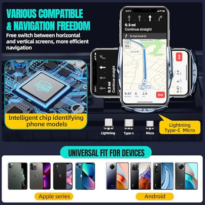 Wireless Car Charger, MAX 15W Fast Charging Auto Clamping, Sensing Phone Holder Mount, fit for iPhone 16 15 14 13 12 Pro Max Xs X, Samsung Galaxy S24 Ultra S23 S22 S21 S20 Note20 (1-Silver) - color: 1-Silver