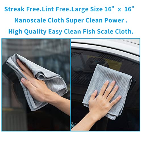 Easy Clean Fish Scale Nanoscale Cleaning Cloth,Streak Free Microfiber Glass Cleaning Cloths for Window Mirrors Windshields,Lint Free Microfiber Polishing Cleaning All-Purpose Towel Pack of 6(Purple) - color: Purple