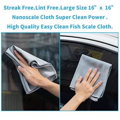 Easy Clean Fish Scale Nanoscale Cleaning Cloth,Streak Free Microfiber Glass Cleaning Cloths for Window Mirrors Windshields,Lint Free Microfiber Polishing Cleaning All-Purpose Towel Pack of 6(Purple) - color: Purple