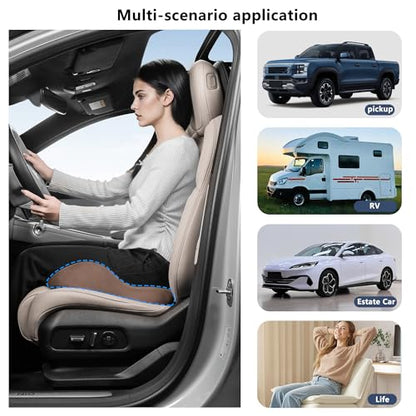 Car Seat Cushion, Ergonomic Memory Foam Car Cushion for Sciatica Pain Relief, Sciatica & Hip & Coccyx Pain Relief Desk Chair Cushion (Brown) - color: Brown
