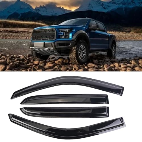 Window Visor Tape-on Side for 2009-2014 Ford F-150 SuperCrew, Window Deflectors for Trucks Rain Guards, Window Visors for Cars, Vent Deflector, 4 pcs 94155 - size: 2009-2014 Ford F-150 Super/Crew Cab