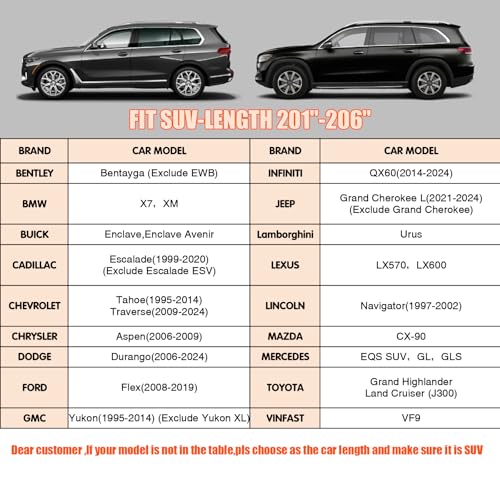 7 Layers Waterproof Heavy Duty Car Covers for Automobiles All Weather Season Anti-Hail UV Protection Snowproof Outdoor 15.4LBS Full Cover Universal Fit SUV 201" to 206" - size: SUV-Length (201"-206")