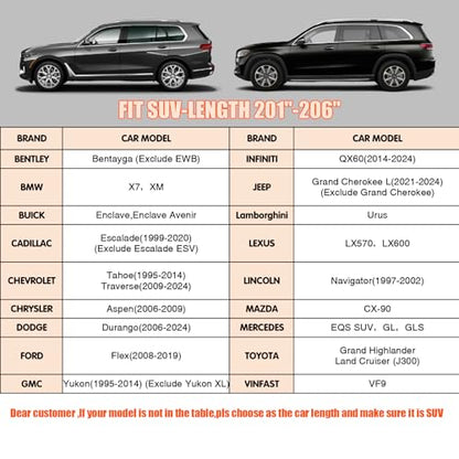 7 Layers Waterproof Heavy Duty Car Covers for Automobiles All Weather Season Anti-Hail UV Protection Snowproof Outdoor 15.4LBS Full Cover Universal Fit SUV 201" to 206" - size: SUV-Length (201"-206")