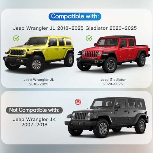 4Pcs Window Vent Visors, Outside-Mount Window Deflectors, Rain Guards for 2018-2025 Jeep Wrangler JL & 2020-2025 Jeep Gladiator - size: 2018-2025 Jeep Wrangler JL