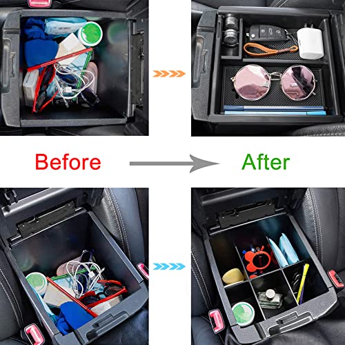 JDMCAR 2PCS Center Console Insert Set Compatible with Toyota Tacoma 2023 2022-2016, Console Armrest Box Insert Tray and Center Console Organizer Divider for Tacoma Accessories