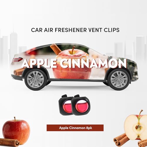 Car Air Freshener Vent Clips, 8 Pack, Provides Long-Lasting Scent, Up to 240 Days, Odor Eliminator (Apple Cinnamon) - color: Apple Cinnamon