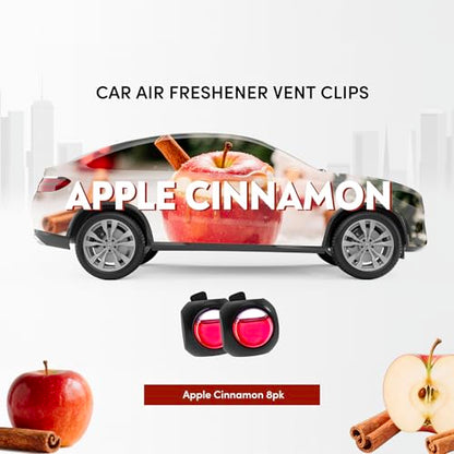 Car Air Freshener Vent Clips, 8 Pack, Provides Long-Lasting Scent, Up to 240 Days, Odor Eliminator (Apple Cinnamon) - color: Apple Cinnamon