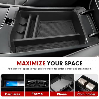 Autorder Center Console Organizer for 2024 2025 2026 Hyundai Sonata Accessories Car Armrest Storage Box Middle Console Tray Container with Non-Slip Silicone Mats - size: 2024-2026 Hyundai Sonata