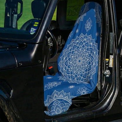 2 Pack Car Seat Towel Covers, Sweat-Proof Microfiber Seat Protectors for Gym, Running, Beach & Workout, Breathable Quick-Dry, Machine Washable, Blue Mandala Print, Universal Fit - color: Blue Mandala