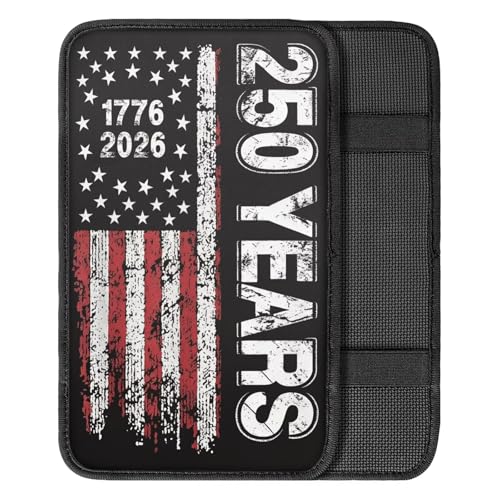Dreaweet 250 Years American Flag Car Center Console Cover Patriotic Car Accessories Arm Rest Cover Middle Console Cushion Pad Anti-Scratch Universal Armrest Storage Box Mat - color: 250 Years American Flag