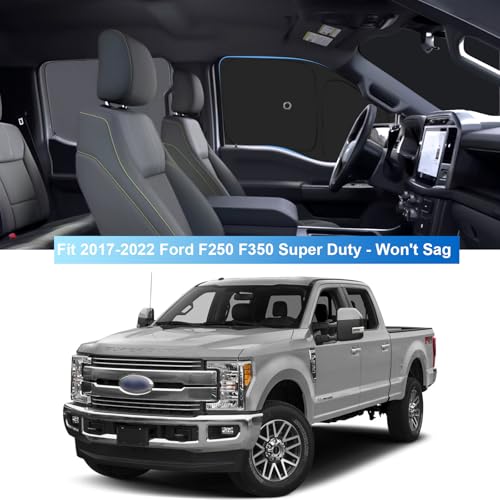 Front Side Window Sun Shade with Suction Cups for 2017-2022 Fo-rd F250 F350 Super Duty 2Dr 4Dr Pickup, Foldable Window Sunshade Sun Visor Protector, Side Window Shades Blocks UV Rays Heat - size: Silver & Black-Fit 2017-2022 Ford F250 F350