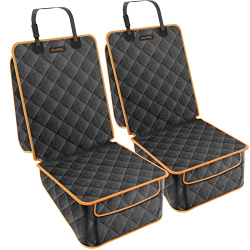 Front Seat Cover for Dogs Waterproof Car Seat Cover Protects Seats from Hair, Dirt, and Liquid Messes Scratch Proof Nonslip Bucket Seat Cover for Pet of Cars,Trucks and SUVs - color: BLACK