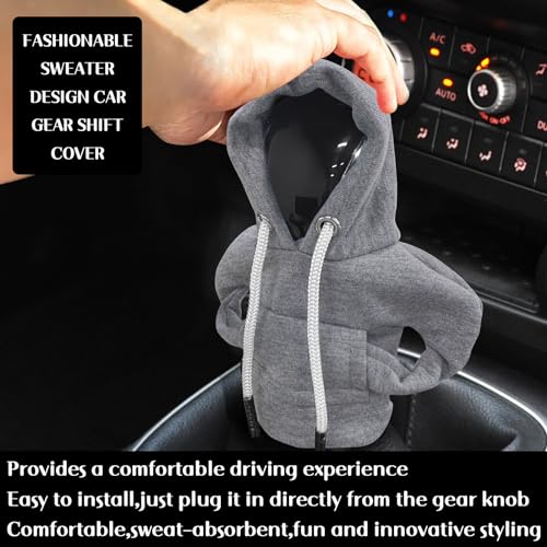 vvag Gear Shift Hoodie, Hoodie Car Gear Shift Cover, Car Shift Knob Hoodie, Automotive Interior Accessories, Universal Fit Knob Cover Gift (Gray) - color: Gray