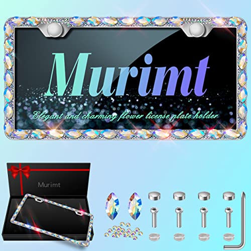 Bling License Plate Frames for Women,Sparkly Diamond Rhinestone License Plate Frame,with Premium Gift Box Handmade Crystal Premium Stainless Steel License Plate Holder (Colorful 1pack) - color: colorful