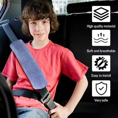 2 Pack Car Seatbelt Covers Shoulder Pad, Soft Faux Sheepskin Seat Belt Shoulder Cover for a Comfortable Driving, Seat Belt Shoulder Strap Covers Helps Protect Your Neck and Shoulder (Blue) - color: Blue